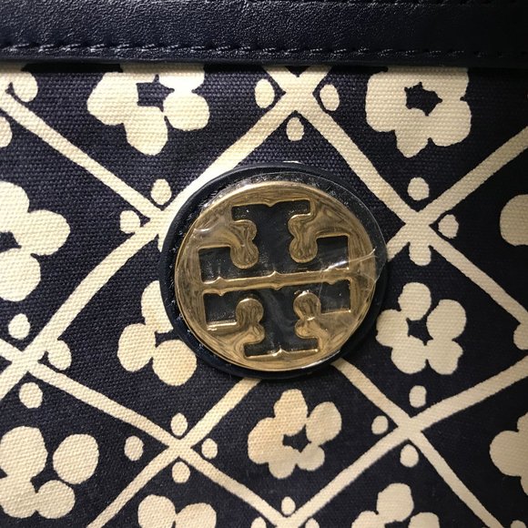 Tory Burch Normandy Blue Stacked Logo Tote - Picture 4 of 9